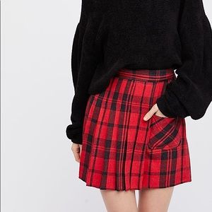 Free People Red Plaid Skirt